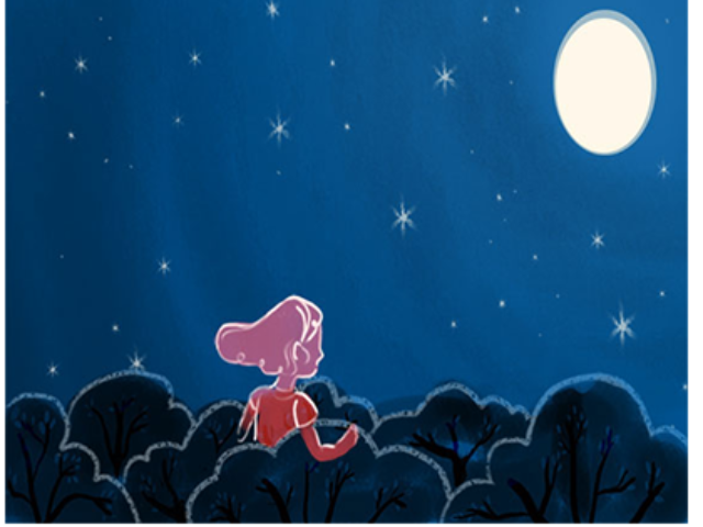 concept couple blue red animation illustration aumen moon night sky starry night stars trees mood abstract story digital graphic commerical kinder kinderboek kinderboeken tekenaar illustratie engels nederland