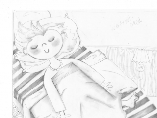 kidlit kid children illustration illustrator au+men studios b&w black and white sketch girl sleep pillow young readers zebrapad illustratie kunst Nederland