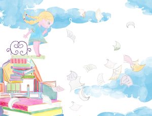 books, illustration, fall, pages, girl, adventure, color, child, children, literature, picturebook, picture, clouds, colorful
